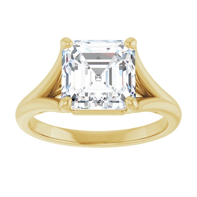 CHICAGO Solitaire Asscher Engagement Ring with Split Band - 18K Yellow Gold - View 3