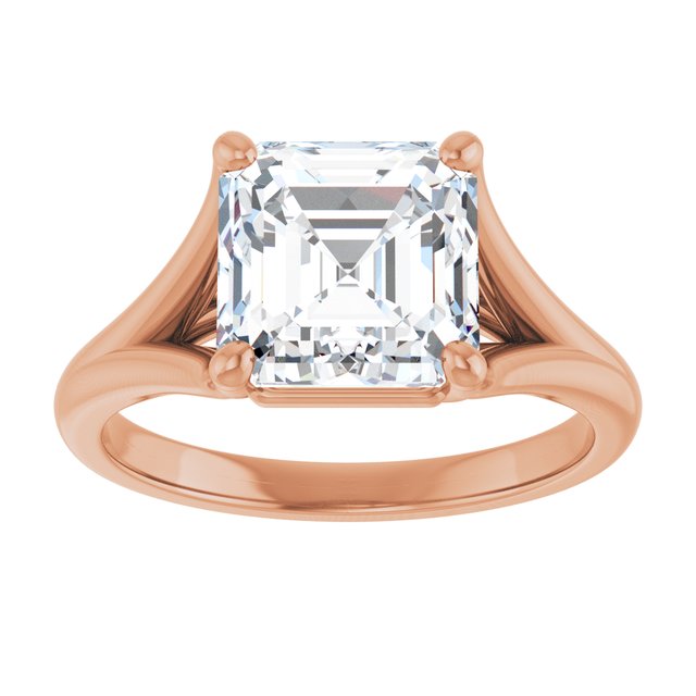 CHICAGO Solitaire Asscher Engagement Ring with Split Band - 18K Rose Gold - View 3