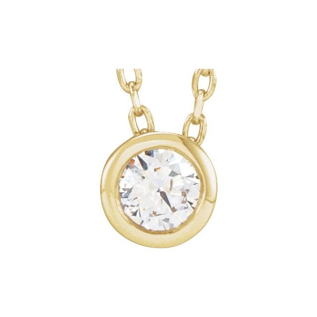 10K Rose 1/10 CT Lab-Grown Diamond Bezel-Set 16-18&quot; Necklace Jewelry