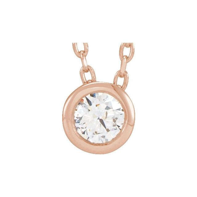 10K Rose 1/10 CT Lab-Grown Diamond Bezel-Set 16-18&quot; Necklace Jewelry