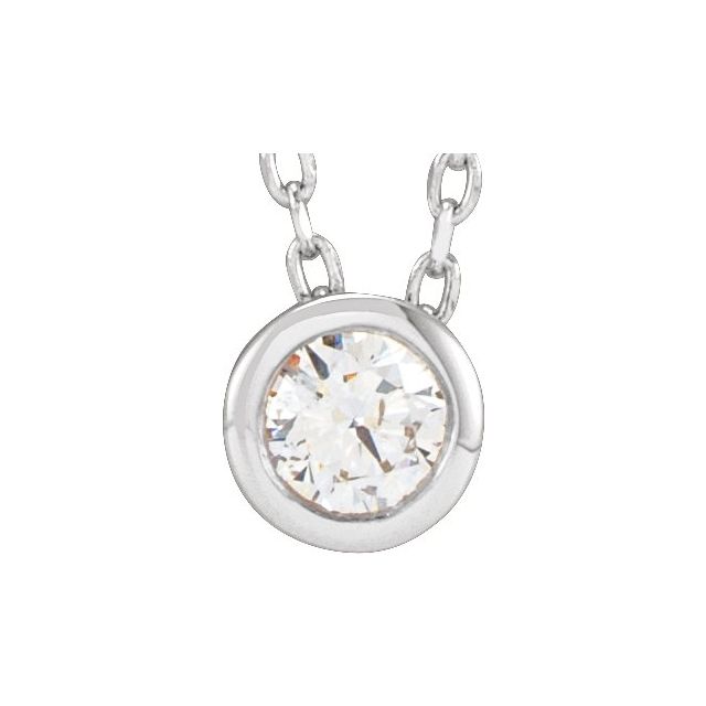 10K Rose 1/10 CT Lab-Grown Diamond Bezel-Set 16-18&quot; Necklace Jewelry