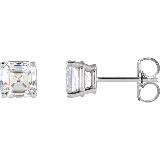 18K White Gold Lab-Grown Diamond 2 = 0.50ct AUDREY Asscher Cut Lab-Grown Diamond Earrings Jewelry