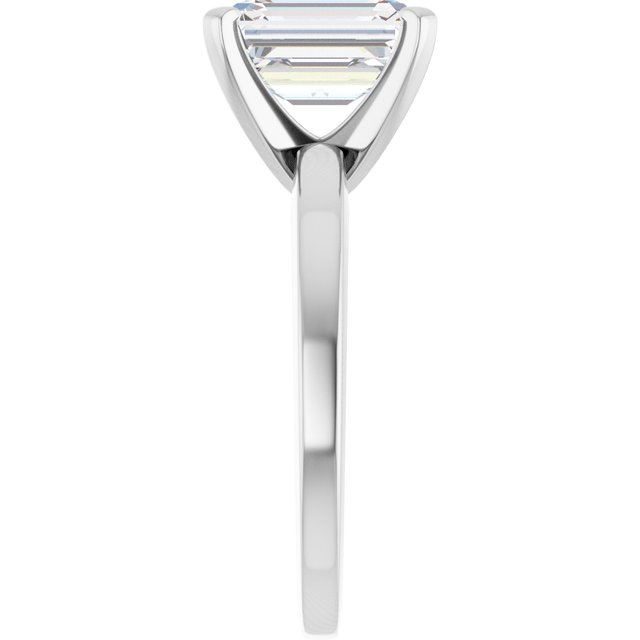 CHRISTINA Solitaire Claw Set with Flat Band Emerald - Platinum - View 4