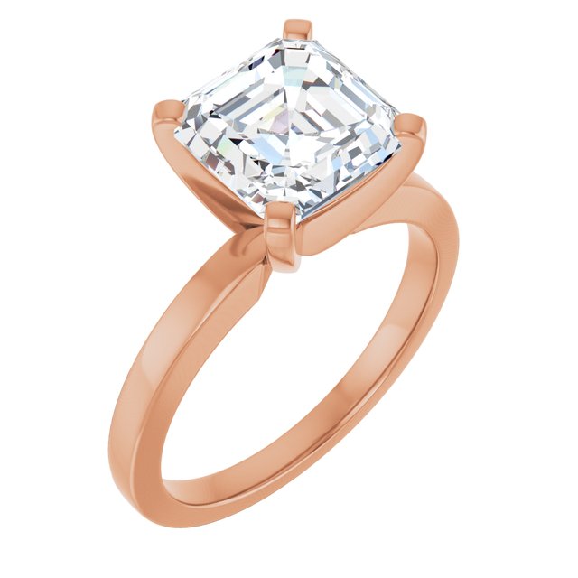 CHRISTINA Solitaire Claw Set with Flat Band Asscher - 18K Rose Gold - View 1