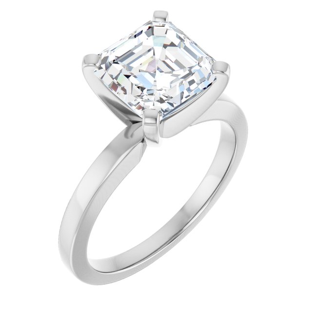 CHRISTINA Solitaire Claw Set with Flat Band Asscher - Platinum - View 1