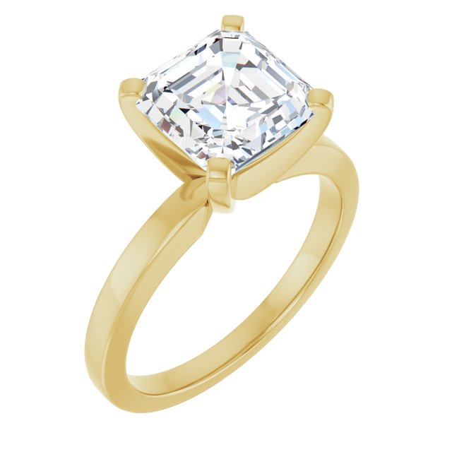 CHRISTINA Solitaire Claw Set with Flat Band Asscher - 18K Yellow Gold - View 1