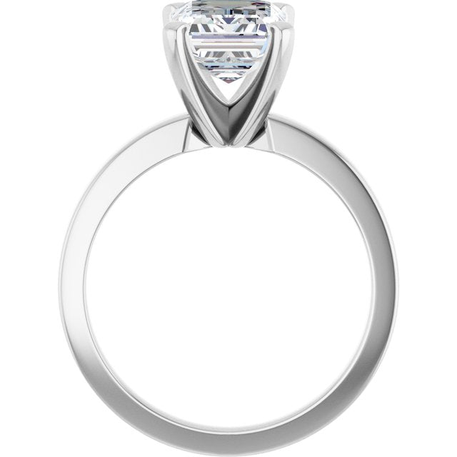 CHRISTINA Solitaire Claw Set with Flat Band Emerald - Platinum - View 2
