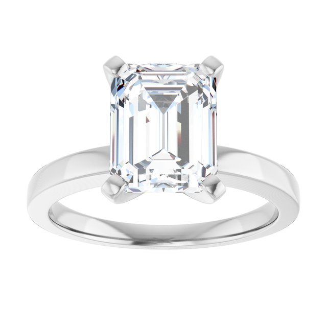 CHRISTINA Solitaire Claw Set with Flat Band Emerald - Platinum - View 3
