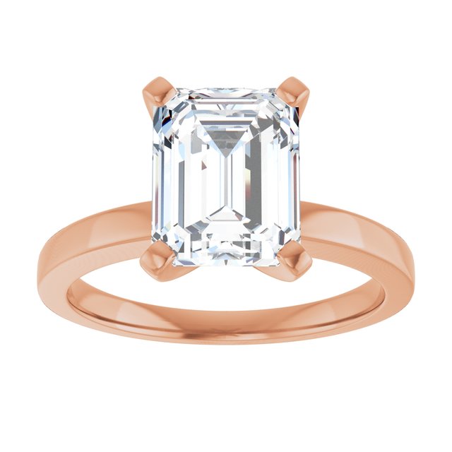 CHRISTINA Solitaire Claw Set with Flat Band Emerald - 18K Rose Gold - View 3