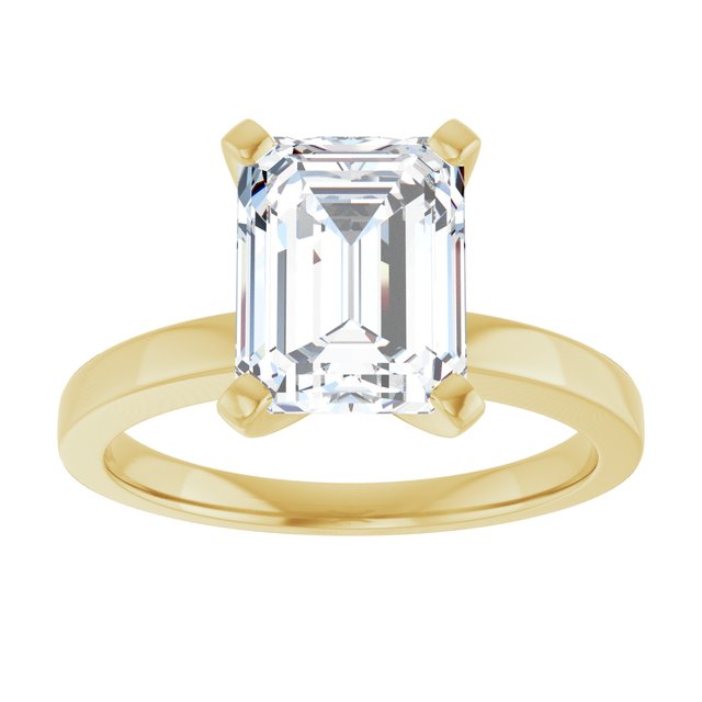 CHRISTINA Solitaire Claw Set with Flat Band Emerald - 18K Yellow Gold - View 3
