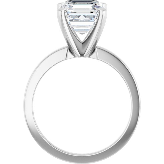 CHRISTINA Solitaire Claw Set with Flat Band Asscher - Platinum - View 2