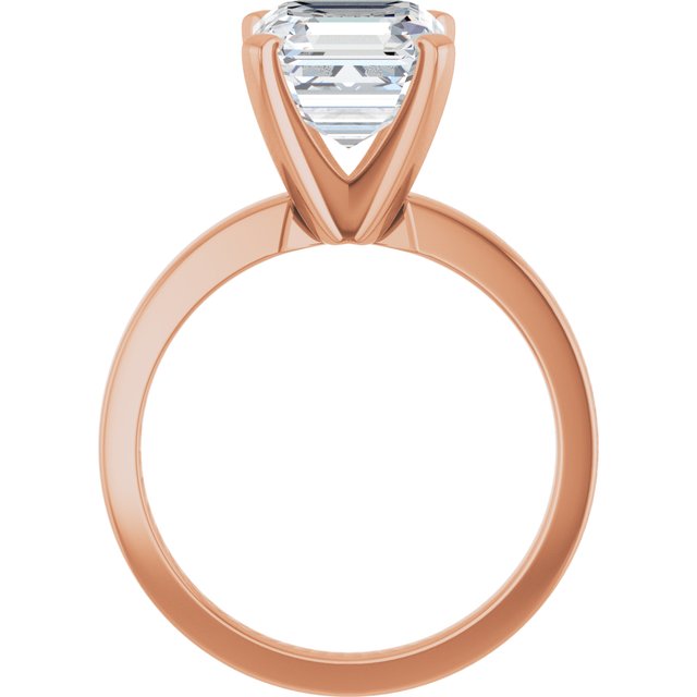 CHRISTINA Solitaire Claw Set with Flat Band Asscher - 18K Rose Gold - View 2