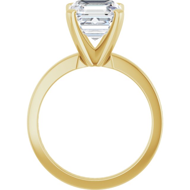 CHRISTINA Solitaire Claw Set with Flat Band Asscher - 18K Yellow Gold - View 2