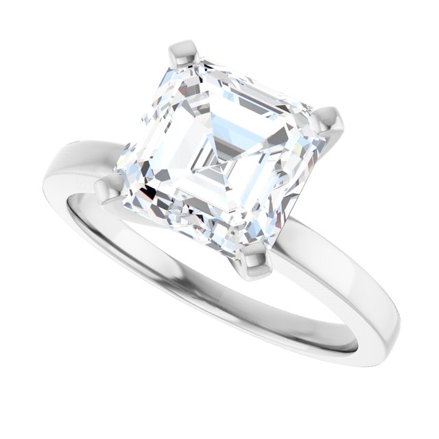 CHRISTINA Solitaire Claw Set with Flat Band Asscher - Platinum - View 5