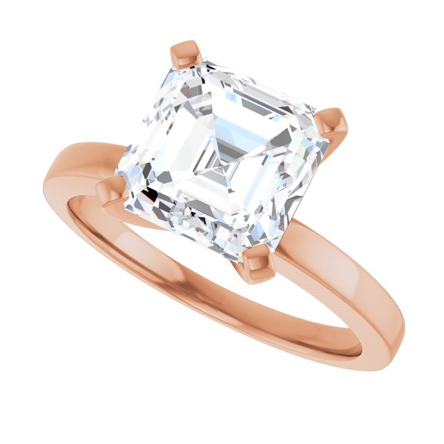 CHRISTINA Solitaire Claw Set with Flat Band Asscher - 18K Rose Gold - View 5