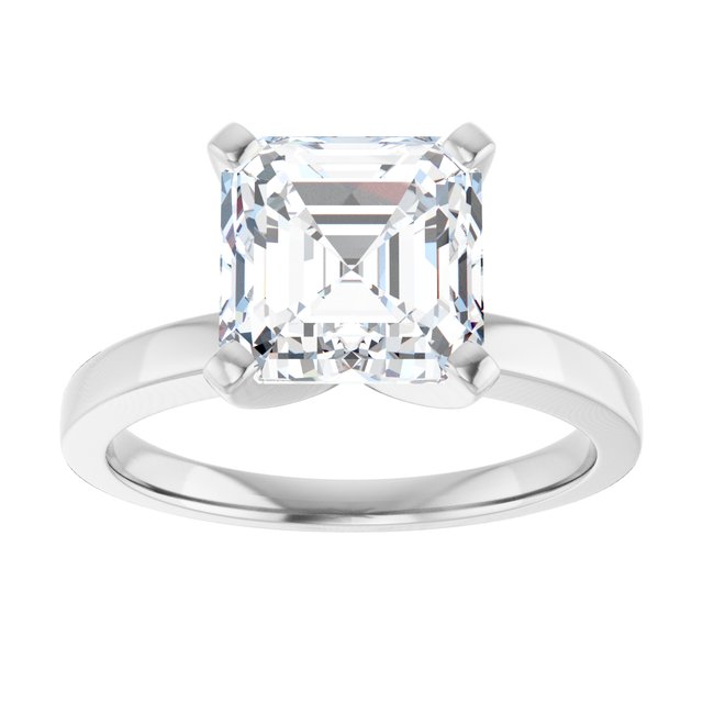 CHRISTINA Solitaire Claw Set with Flat Band Asscher - Platinum - View 3