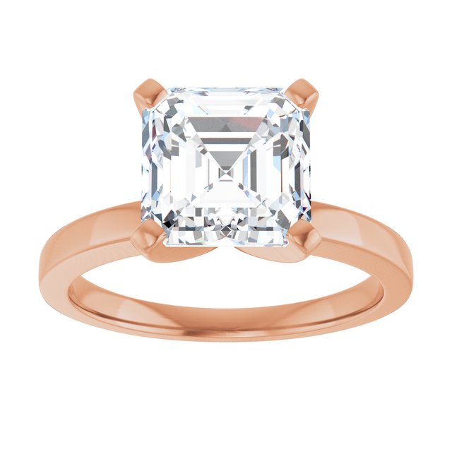 CHRISTINA Solitaire Claw Set with Flat Band Asscher - 18K Rose Gold - View 3