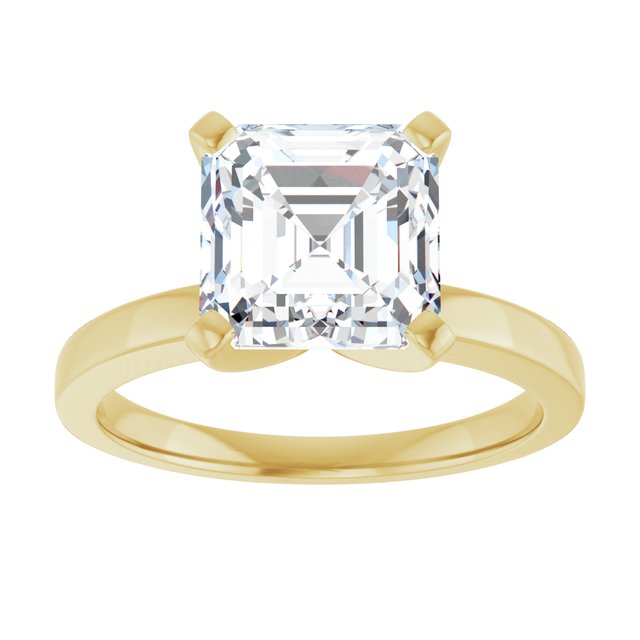 CHRISTINA Solitaire Claw Set with Flat Band Asscher - 18K Yellow Gold - View 3