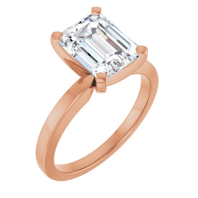 CHRISTINA Solitaire Claw Set with Flat Band Emerald - 18K Rose Gold - View 1