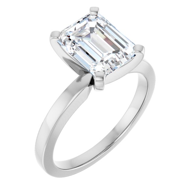 CHRISTINA Solitaire Claw Set with Flat Band Emerald - Platinum - View 1