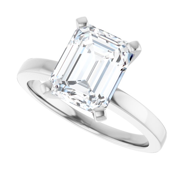 CHRISTINA Solitaire Claw Set with Flat Band Emerald - Platinum - View 5