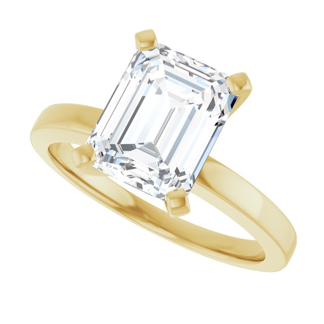 CHRISTINA Solitaire Claw Set with Flat Band Emerald - 18K Yellow Gold - View 5