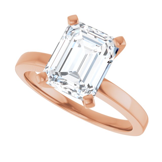 CHRISTINA Solitaire Claw Set with Flat Band Emerald - 18K Rose Gold - View 5