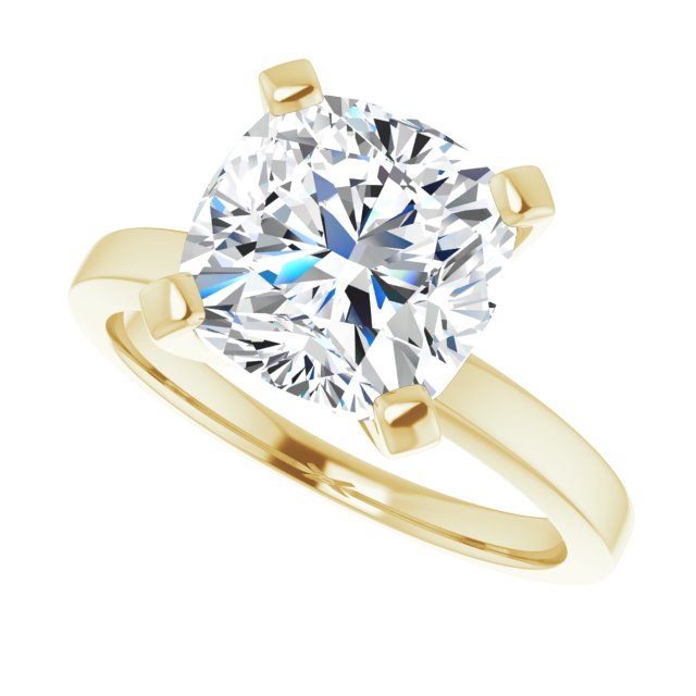 CHRISTINA Solitaire Claw Set with Flat Band Cushion - 18K Yellow Gold - View 5
