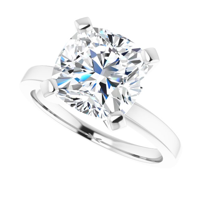 CHRISTINA Solitaire Claw Set with Flat Band Cushion - Platinum - View 5