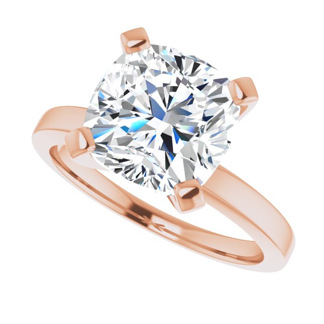 CHRISTINA Solitaire Claw Set with Flat Band Cushion - 18K Rose Gold - View 5
