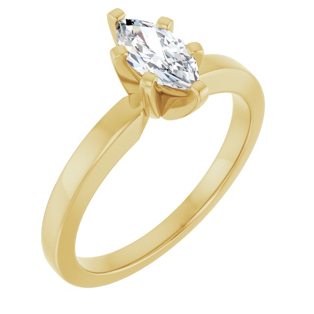 CHRISTINA Solitaire Claw Set with Flat Band Marquise - 18K Yellow Gold - View 1
