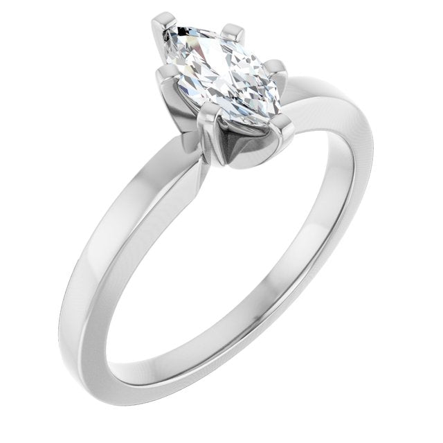 CHRISTINA Solitaire Claw Set with Flat Band Marquise - Platinum - View 1