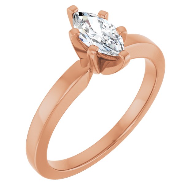CHRISTINA Solitaire Claw Set with Flat Band Marquise - 18K Rose Gold - View 1