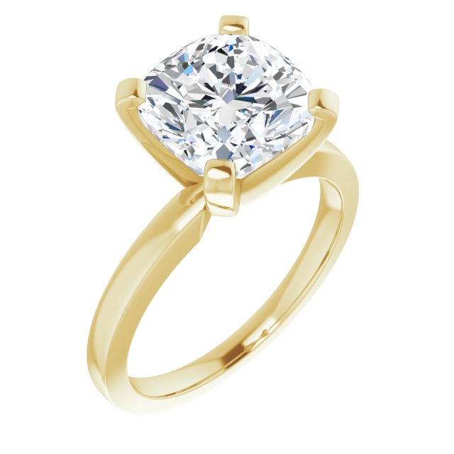 CHRISTINA Solitaire Claw Set with Flat Band Cushion - 18K Yellow Gold - View 1