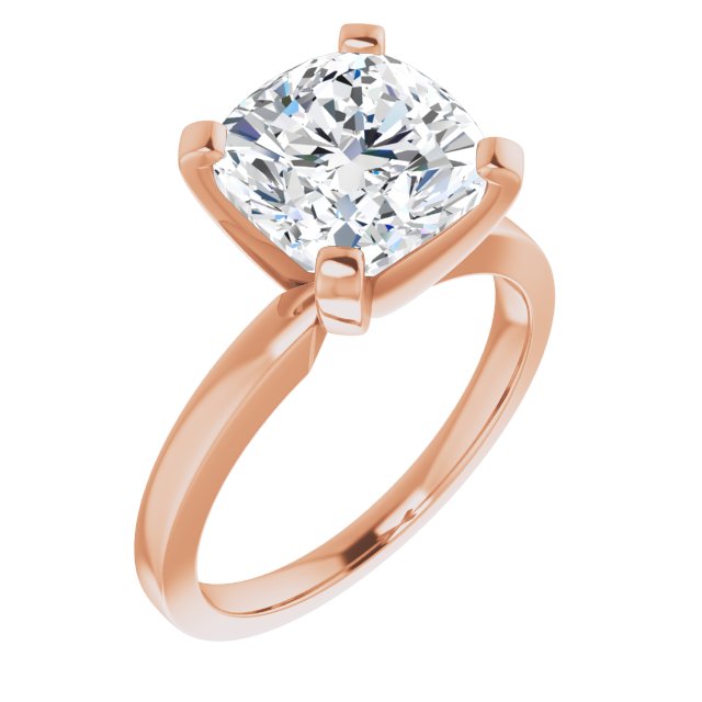 CHRISTINA Solitaire Claw Set with Flat Band Cushion - 18K Rose Gold - View 1