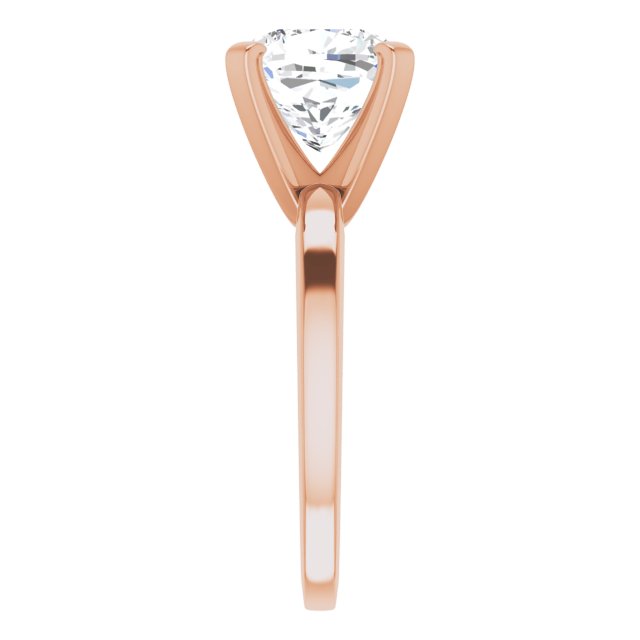 CHRISTINA Solitaire Claw Set with Flat Band Cushion - 18K Rose Gold - View 4
