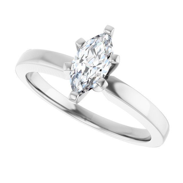 CHRISTINA Solitaire Claw Set with Flat Band Marquise - Platinum - View 5