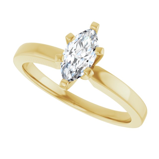 CHRISTINA Solitaire Claw Set with Flat Band Marquise - 18K Yellow Gold - View 5