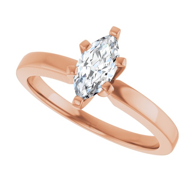 CHRISTINA Solitaire Claw Set with Flat Band Marquise - 18K Rose Gold - View 5
