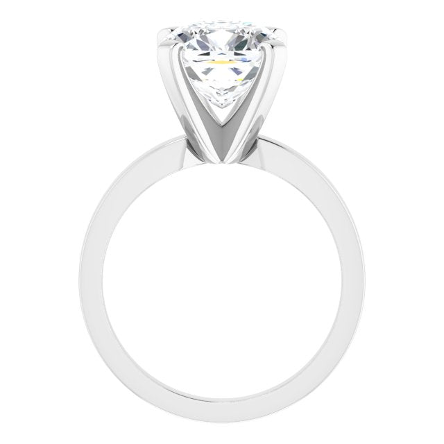 CHRISTINA Solitaire Claw Set with Flat Band Cushion - Platinum - View 2