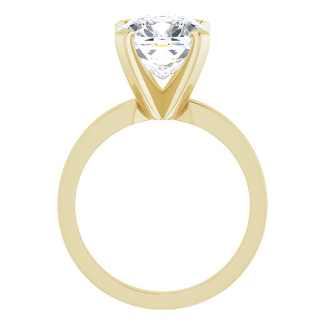 CHRISTINA Solitaire Claw Set with Flat Band Cushion - 18K Yellow Gold - View 2