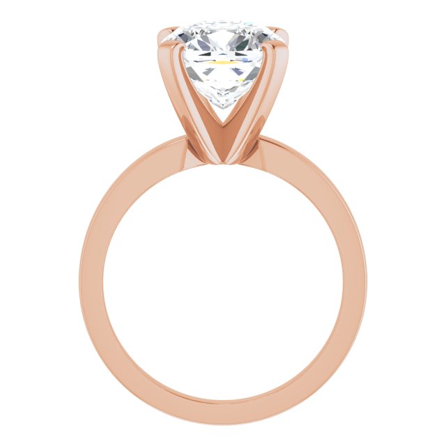 CHRISTINA Solitaire Claw Set with Flat Band Cushion - 18K Rose Gold - View 2