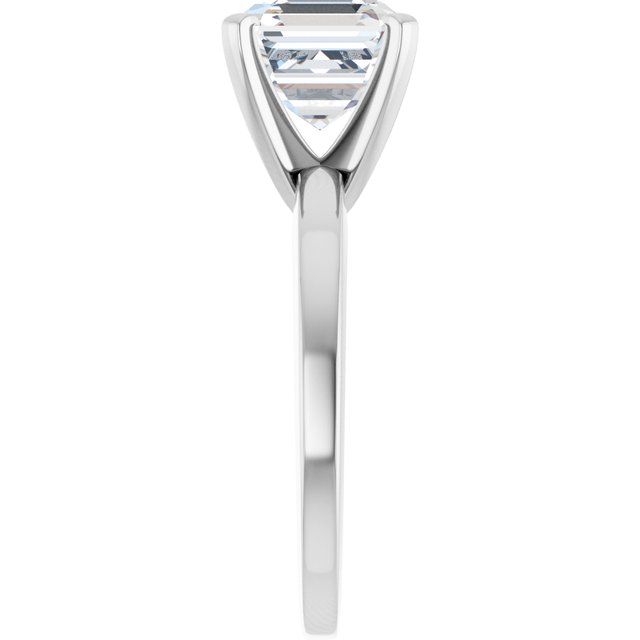 CHRISTINA Solitaire Claw Set with Flat Band Asscher - Platinum - View 4
