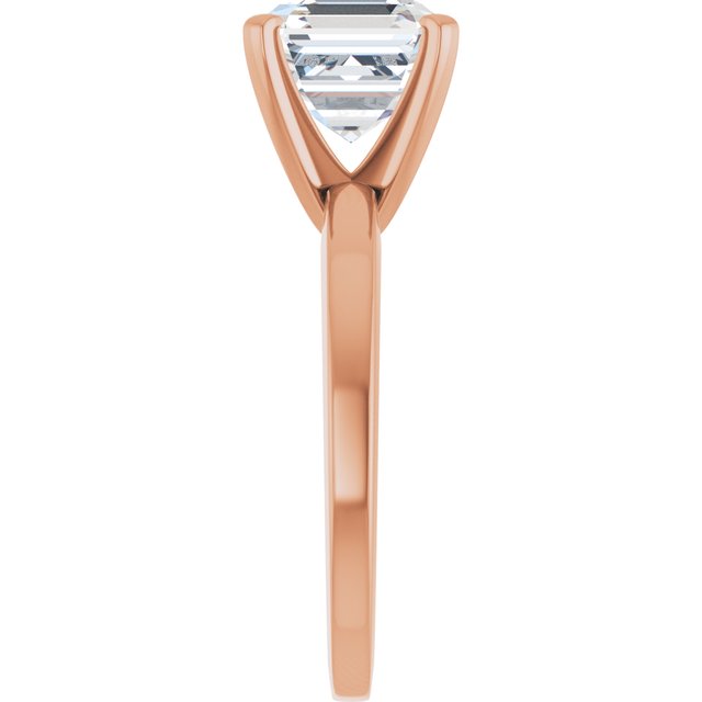 CHRISTINA Solitaire Claw Set with Flat Band Asscher - 18K Rose Gold - View 4