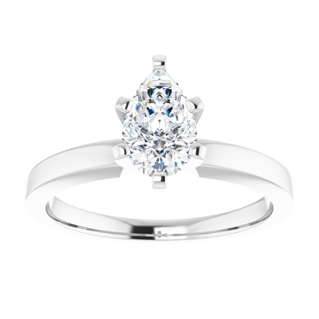 CHRISTINA Solitaire Claw Set with Flat Band Pear - Platinum - View 3