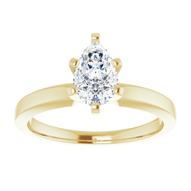 CHRISTINA Solitaire Claw Set with Flat Band Pear - 18K Yellow Gold - View 3