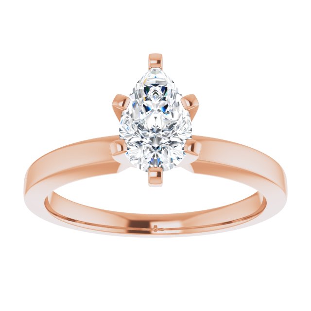 CHRISTINA Solitaire Claw Set with Flat Band Pear - 18K Rose Gold - View 3