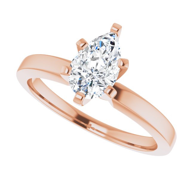 CHRISTINA Solitaire Claw Set with Flat Band Pear - 18K Rose Gold - View 5