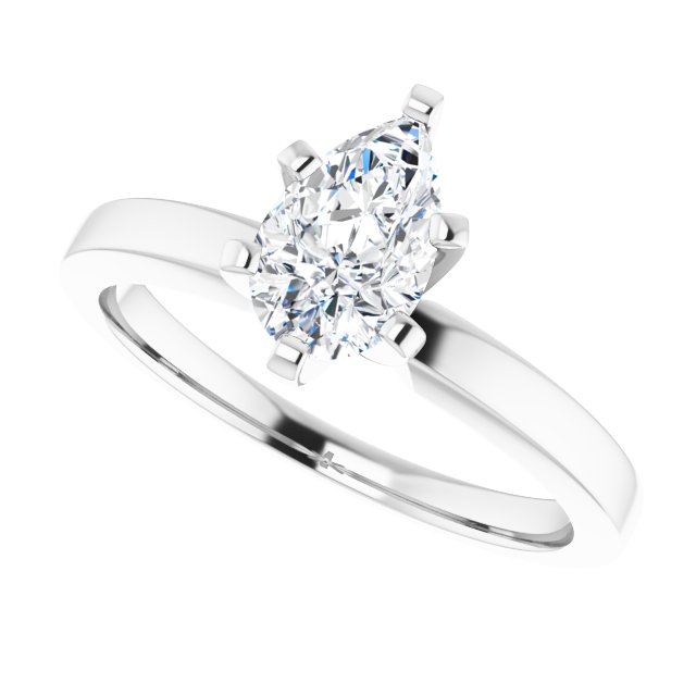 CHRISTINA Solitaire Claw Set with Flat Band Pear - Platinum - View 5