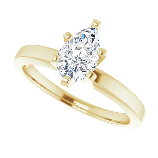 CHRISTINA Solitaire Claw Set with Flat Band Pear - 18K Yellow Gold - View 5